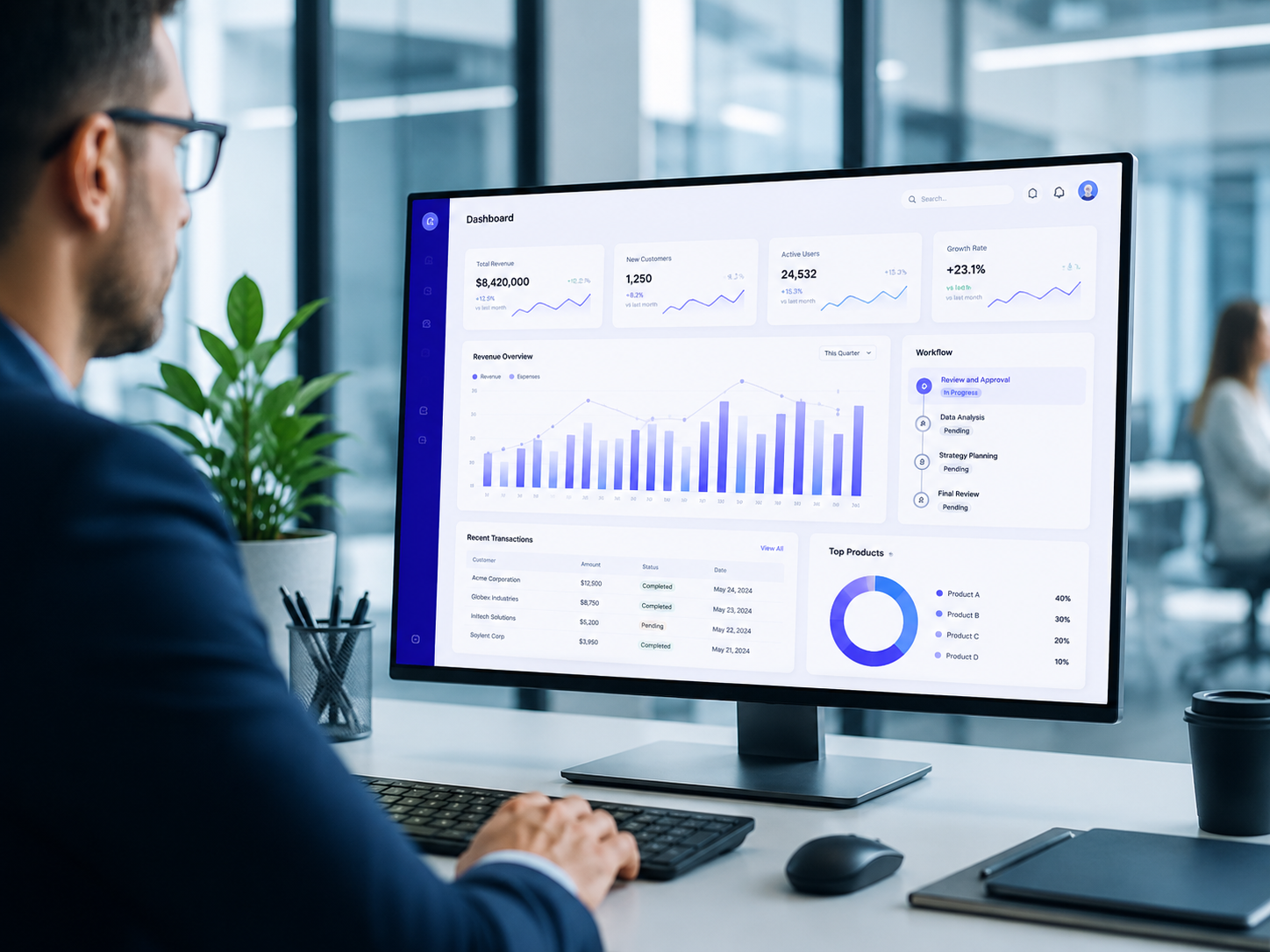 SaaS Dashboard im modernen Büro